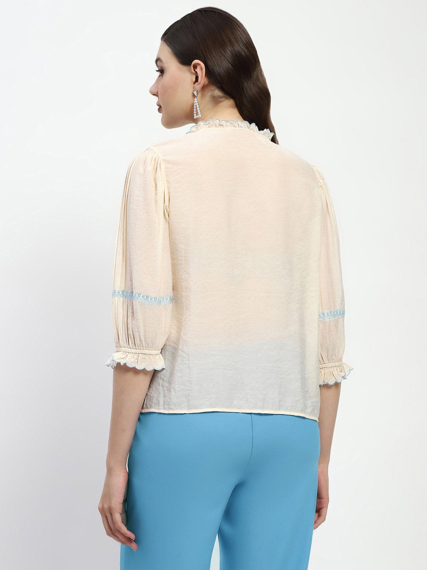 MADAME Beige Embroidered Top