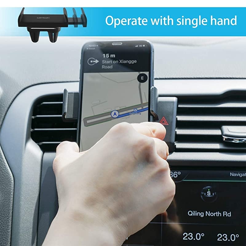 Car Vent Phone Mount - Air Vent Clip Holder, Universal Stand Hands Free Cradle Compatible with Cell Phone 12 Mini 11 Pro Xs Xs Max Xr X 8 7 6 6s Plus SE and Other 4.7-6.5'' Smartphones Black