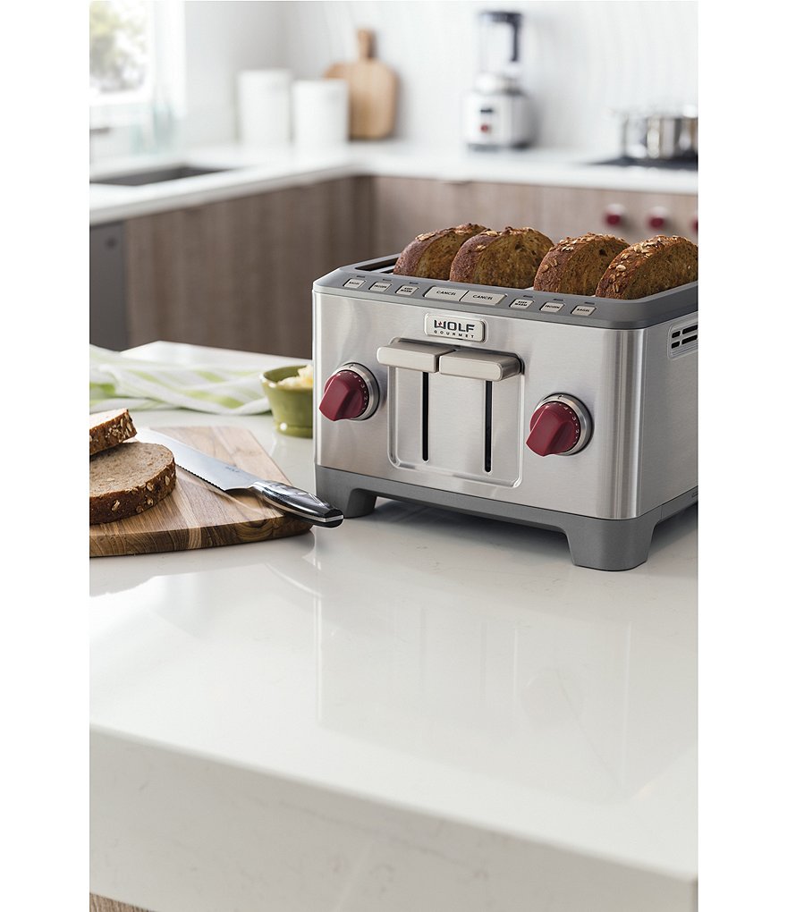 Wolf Gourmet 4-Slice Toaster With Red Knobs