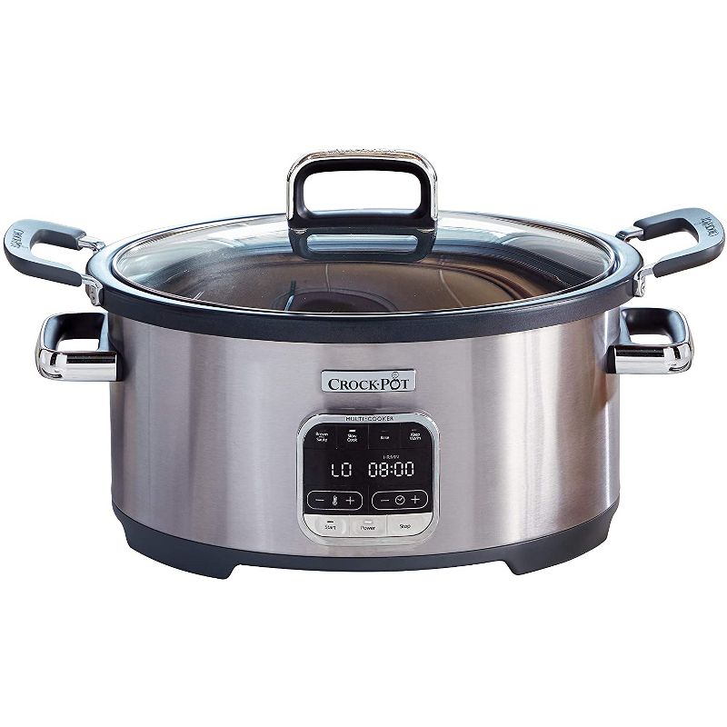 Crock-Pot SCCPVMC63SJ Multi Function Large 6 Quart Capacity 3-in-1 Home Food Cooker Convenient Kitchen Appliance, Stainless Steel