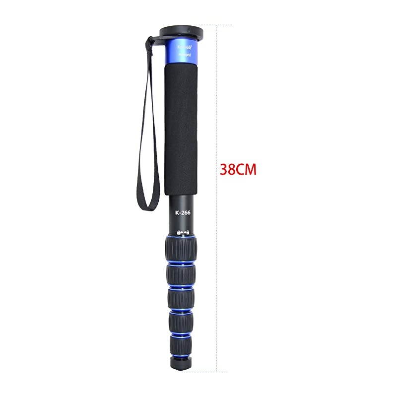 6-Section Monopod Compact Portable Photography Aluminum Alloy Unipod Stick, Max. Load 10kg / 22lbs, Folding Size is only 15-inch (K-266 Blue)