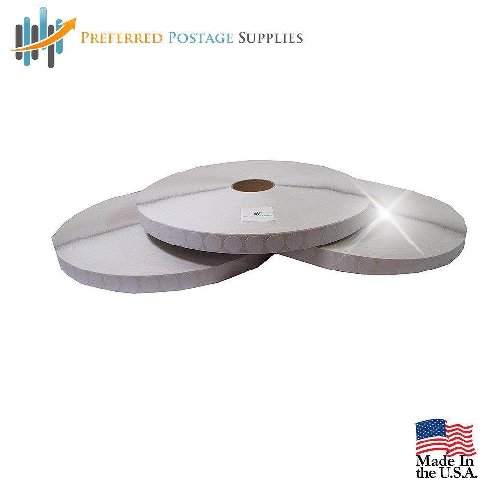 Preferred Postage Supplies White 1" Wafer Seals Envelope Seals (No Perf) 30,000 tabs Per Roll Save Big USPS Approved For Tabbing (3 Rolls Per Box)