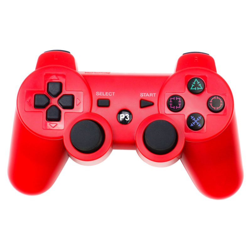 CHENGDAO PS3 Controller 2 Pack Wireless Dual Shock Gamepad for Sony Playstation 3 with Charging Cord (Black + red )
