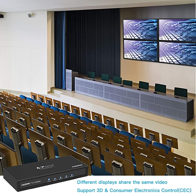 HDMI Splitter 4 Port 1x4 v1.3 support Full HD 3D 1080p Deep Color HD Audio Real HDMI