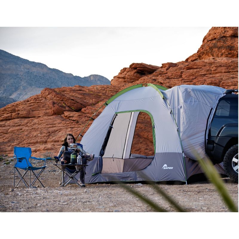 Napier Backroadz 10 x 10 x 7 Foot Universal CUV/SUV/Van Vehicle Cargo Portable 3 Season 5 Person Outdoor Camping Ground Tent, Gray/Green