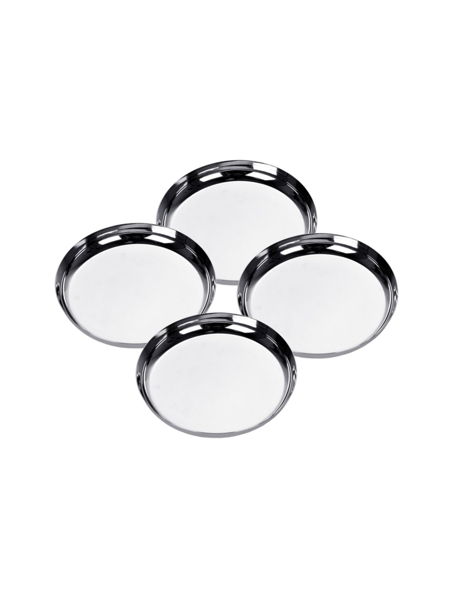 Sumeet S.S.  Apple Shape Heavy Gauge Dessert Plates with Mirror Finish -17.8Cm Dia-Set of 4 Pcs
