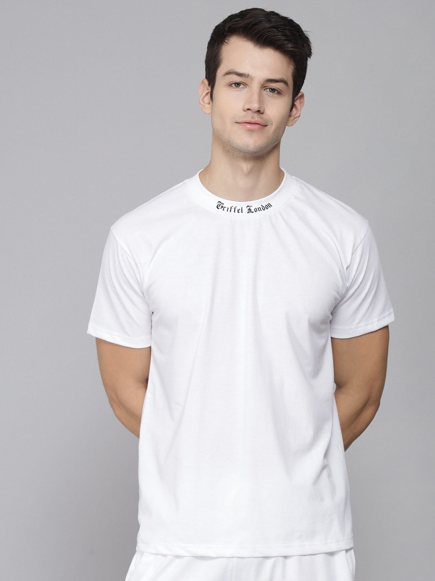 Griffel White Cotton Loose Fit Printed T-Shirt