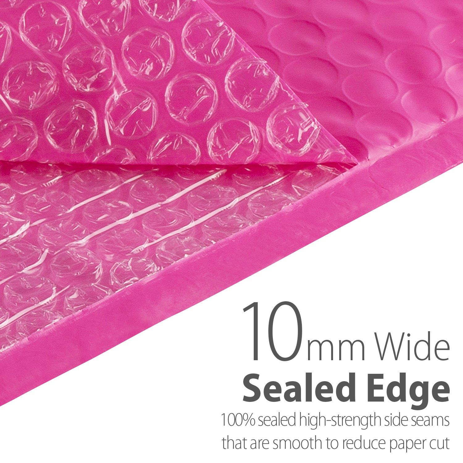 Fosmon #0 Colored Pink Poly Bubble Mailer 6.5 x 10, Wide 6 x 10 Padded Shipping Envelopes (300 Pack)