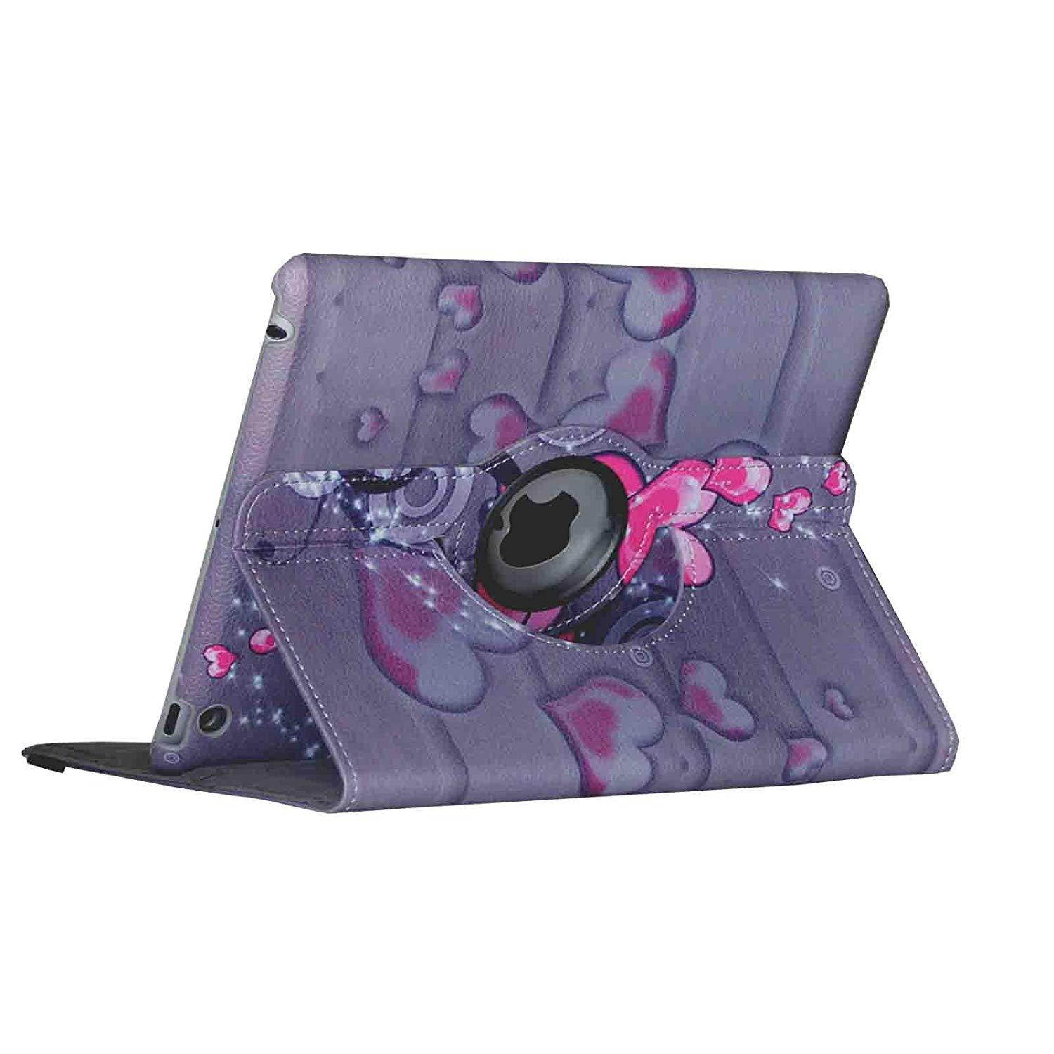 iPad 2 Case, iPad 3 Case, iPad 4 Case, JYtrend (R) Rotating Stand Smart Case Cover Magnetic Auto Wake Up/Sleep For iPad 2/3/4 A1395 A1396 A1397 A1403 A1416 A1430 A1458 A1459  A1460 (Heart Flower)