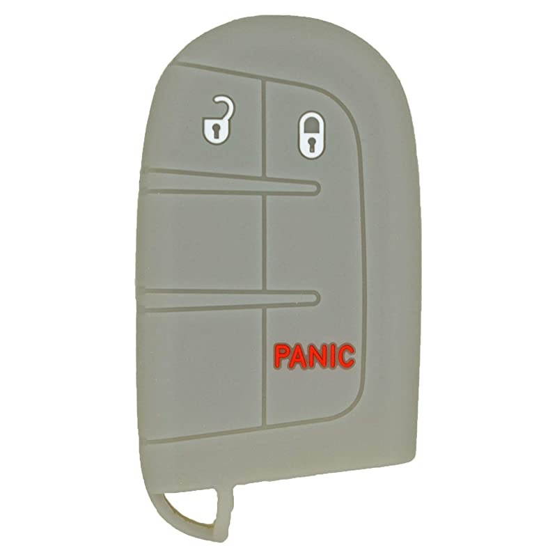 Protective Silicone Rubber Keyless Entry Remote Fob Case Skin Cover for select Smart 3 Button Chrysler Dodge Jeep Ram Remotes FCC M3N-40821302 / M3M-40821302