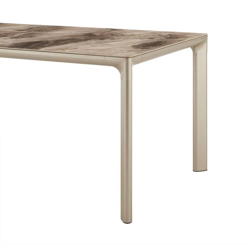 Otello Ceramic and Metal Rectangular Dining Table Silver - Armen Living