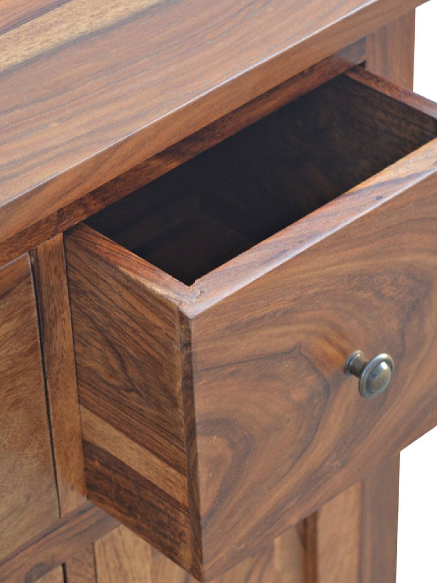 Fabindia Brown Sheesham Wood Textured Cabinet