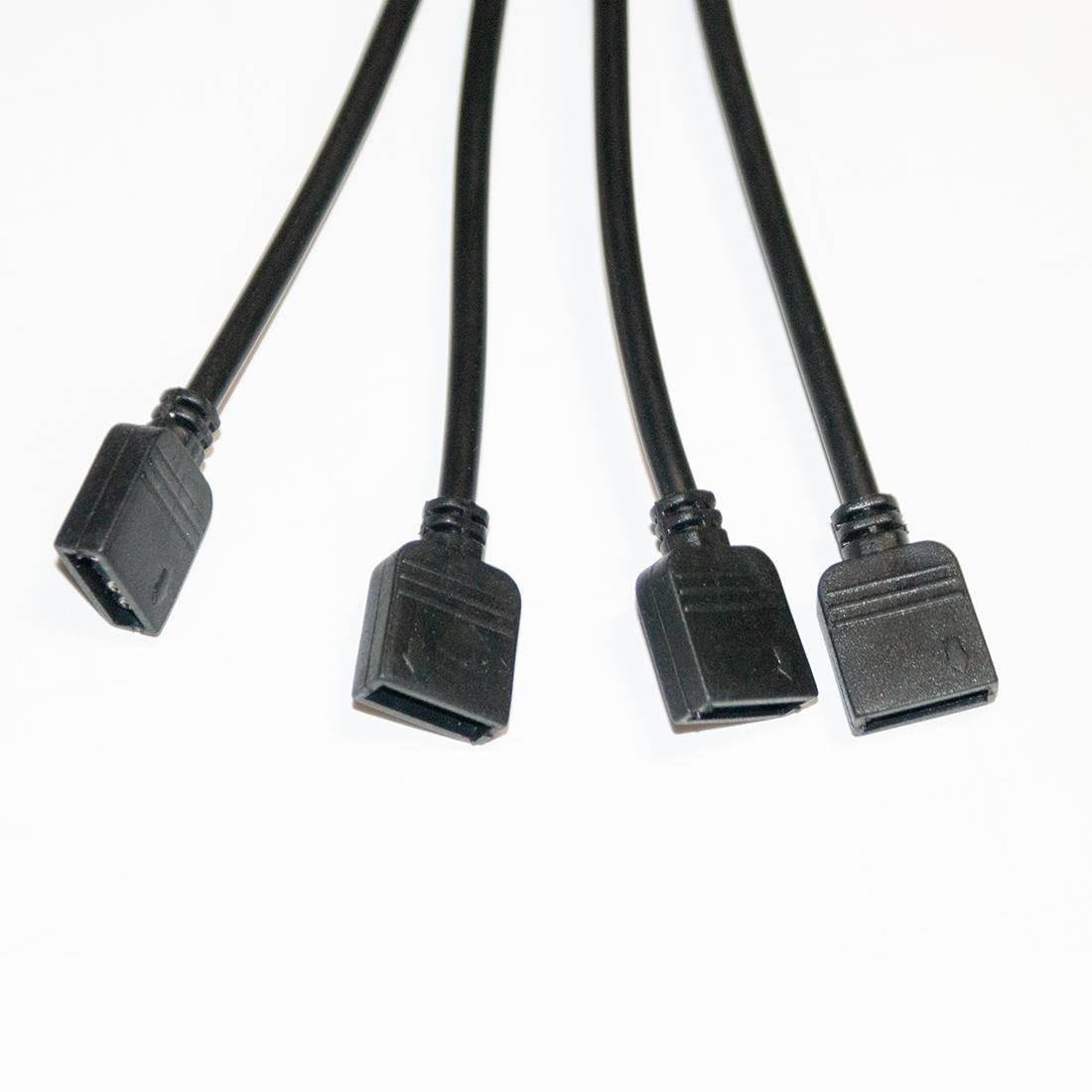 ModMyMods 3-Pin Female Addressable RGB LED Strip 4-Way Splitter Cable - Black (MOD-0284)