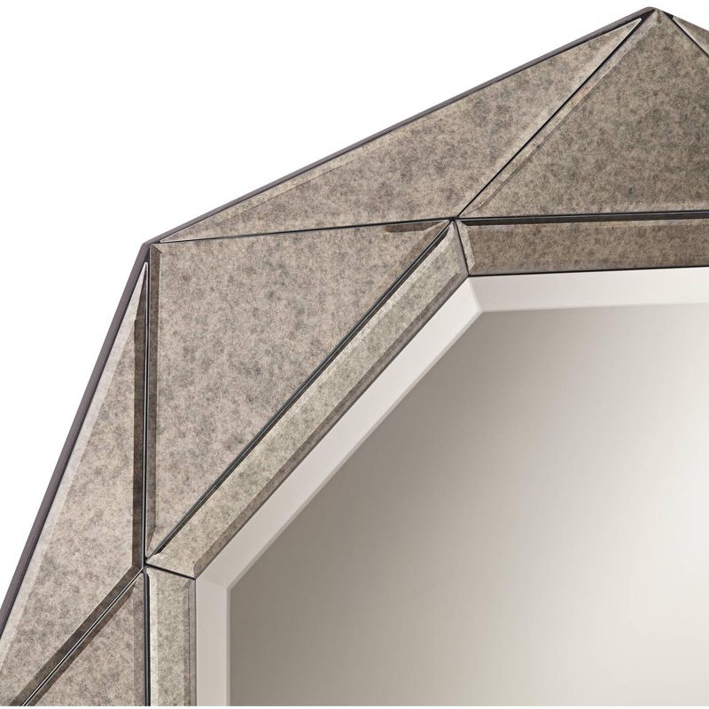 Possini Euro Design Possini Euro Dana 31 1/2" Round Octagon Antiqued Gray Wall Mirror