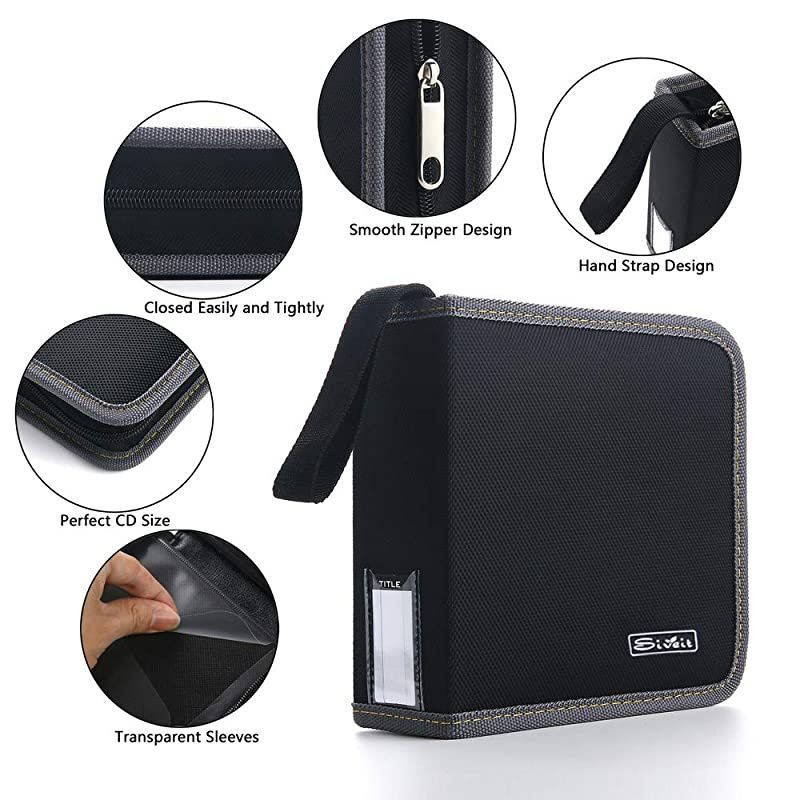 CD DVD Case, 36 Capacity CD DVD VCD Disc Case Wallet Holder Binder Bag Storage for Car Home Travel (Black)