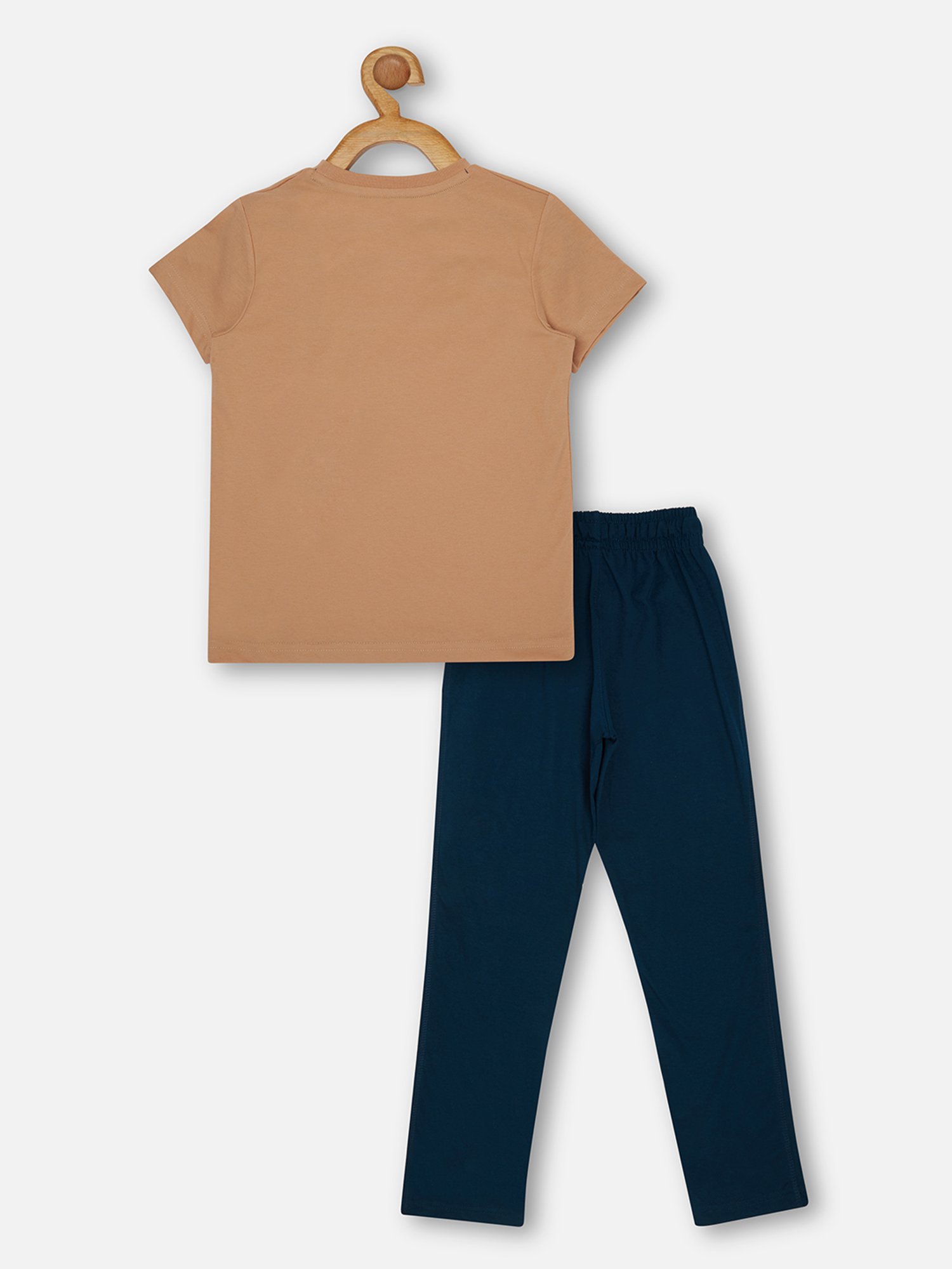 Sweet Dreams Kids Beige & Blue Printed T-Shirt with Pyjamas