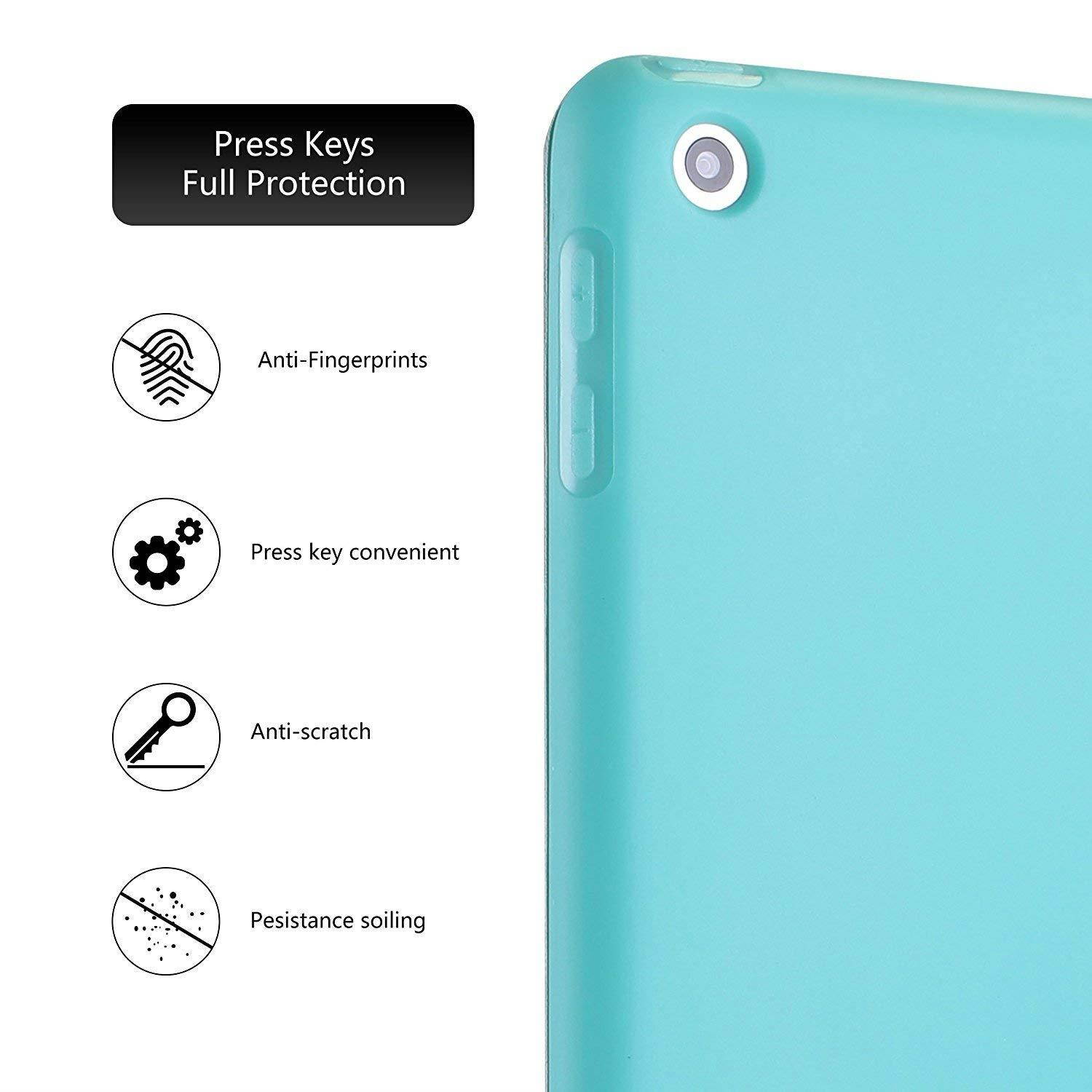 iPad Air 2 2014 Case 9.7 Inch - Soft Silicone Back (?For Extra Shock Protection) TriFold Ultra Slim Smart Cover Auto Sleep / Wake, Multi Angle Stand [ iPad Air 2nd Gen 9.7&rdquo; ]? Soft Back - Green