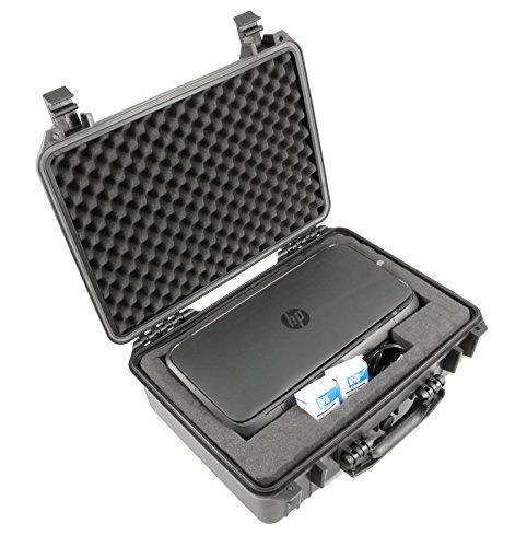 casematix waterproof portable printer case fits hp officejet 250, ink and small cables  customizable crushproof travel case for wireless mobile printer rmr18prnt250