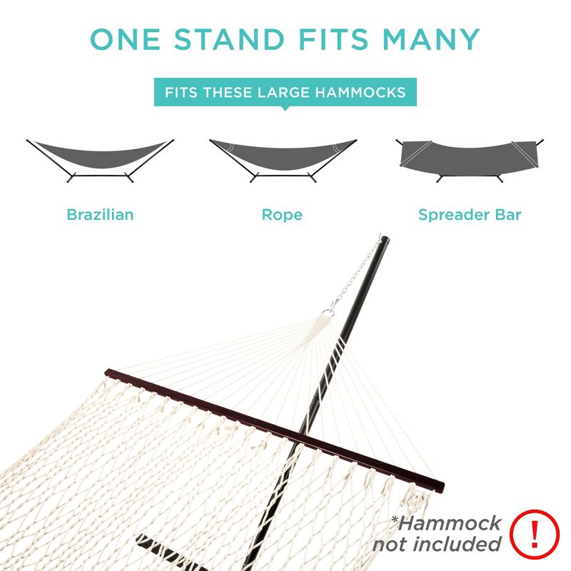 Best Choice Products 15ft Steel Beam Hammock Stand, Weather-Resistant w/ Adjustable Hanging Hooks, Carrying Case