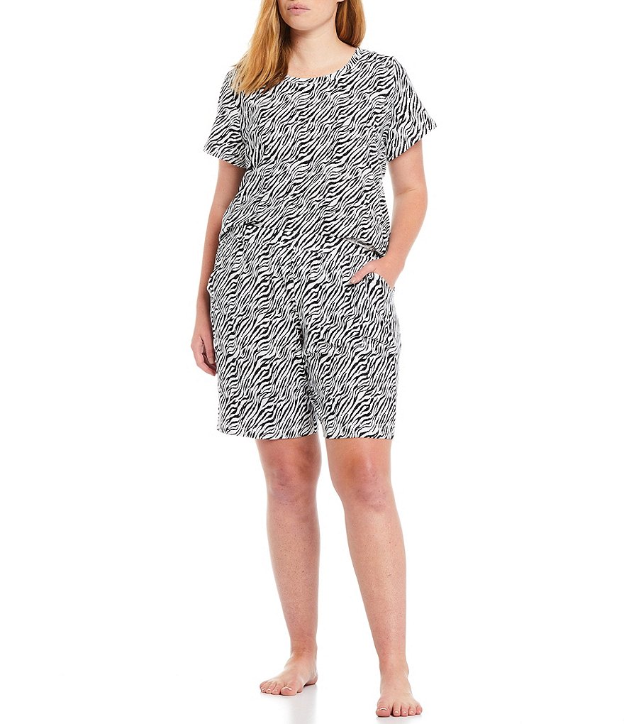 Sleep Sense Plus Sketch Zebra Print Jersey Knit Coordinating Sleep Tee