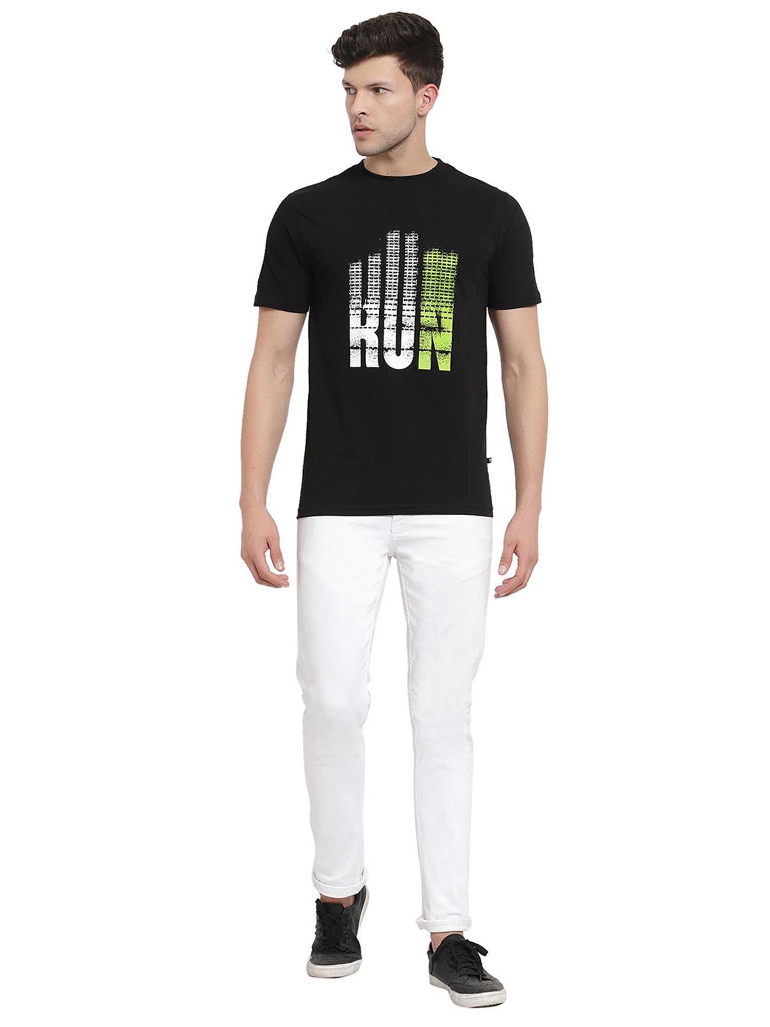 Proteens Black Printed Round Neck T-Shirt