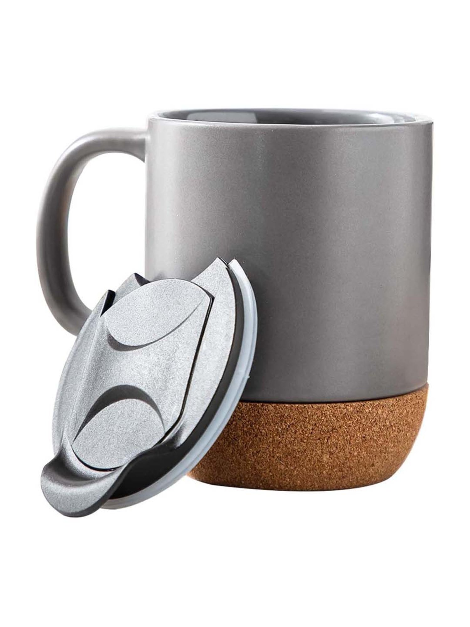 JCPL Light Grey Ceramic 9 cm Milk Mug (0.44 L) - Set of 2