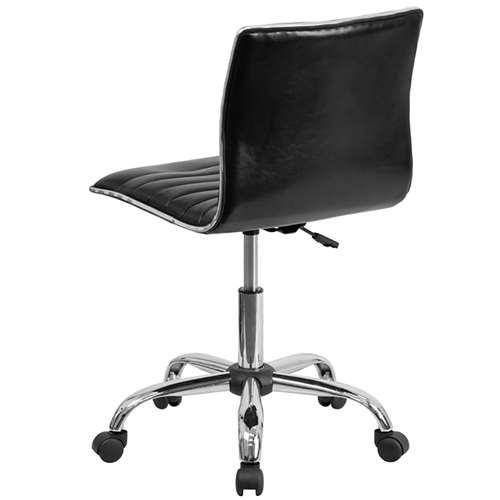 Low Back Designer Armless Black Ribbed Swivel Task Office Chair