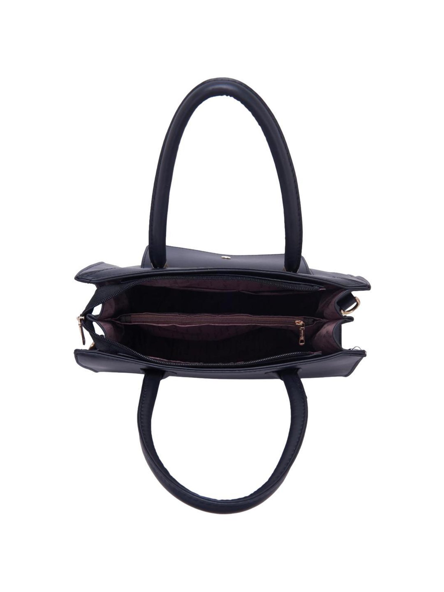 Pierre Cardin Black Solid Satchel Handbag