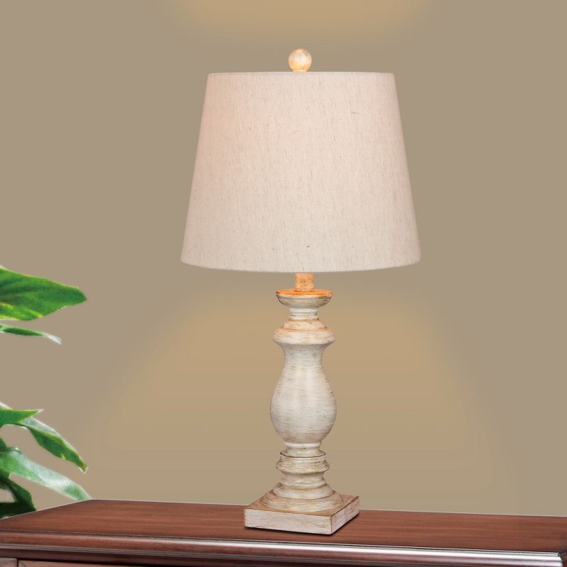 Fangio Lighting Antique Balustrade Column Resin Table Lamps White