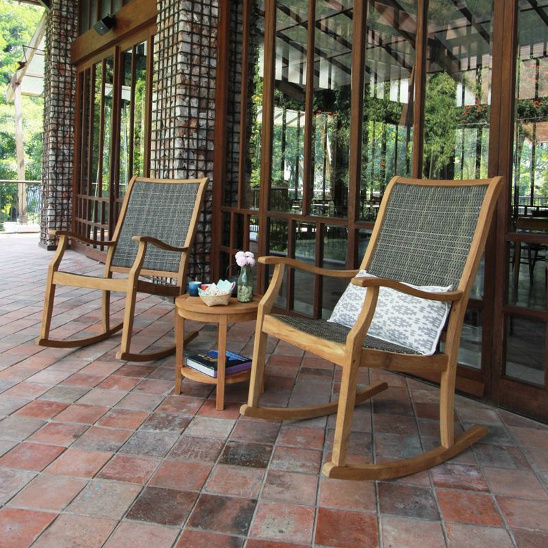 Dunham Solid Teak & Wicker Patio Rocking Chair - Cambridge Casual