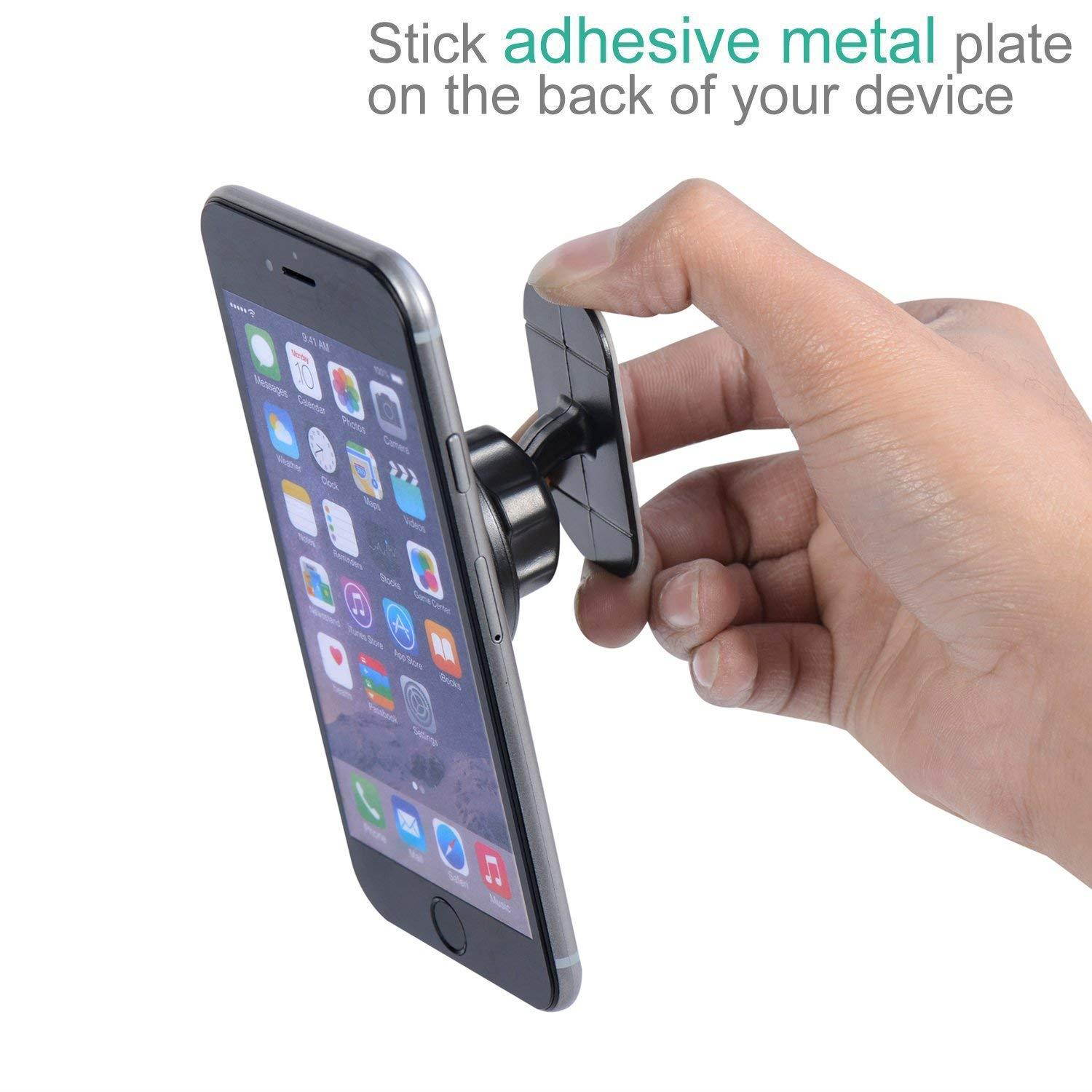 Car Mount, Nekteck Universal Stick on Dashboard Magnetic Car Mount Holder for iPhone 7 6 6S Plus 5S 5C 5 SE, Samsung Galaxy S6/S7 Edge Plus S5 Note 5 4 3, LG G5, Nexus 6P 5X More, Black