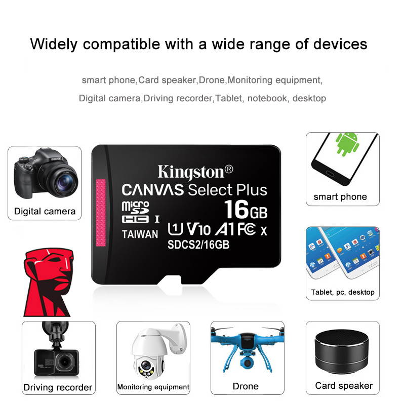 Original Kingston Micro SD Card 16GB 32BG 64GB 128GB 256GB Memory Card For Smart Mobile phone