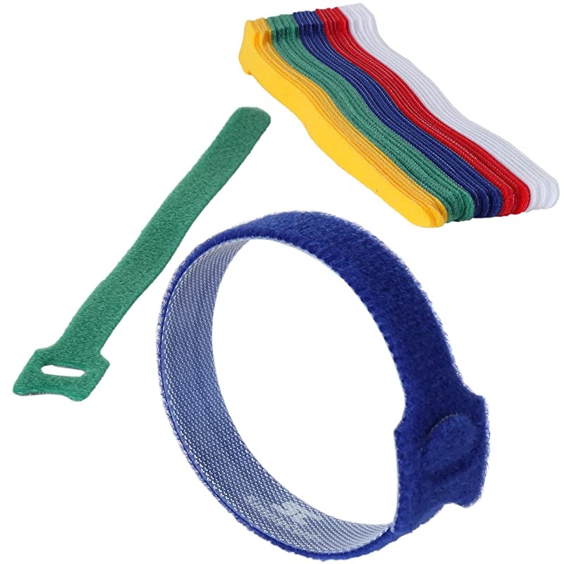 Cord Cable Management Ties - (30) 8" Reusable Self-Gripping Cord Straps - Organize Cables, Cords, and Wires - Cord Organizer for Desks and Offices (Multi-Color)