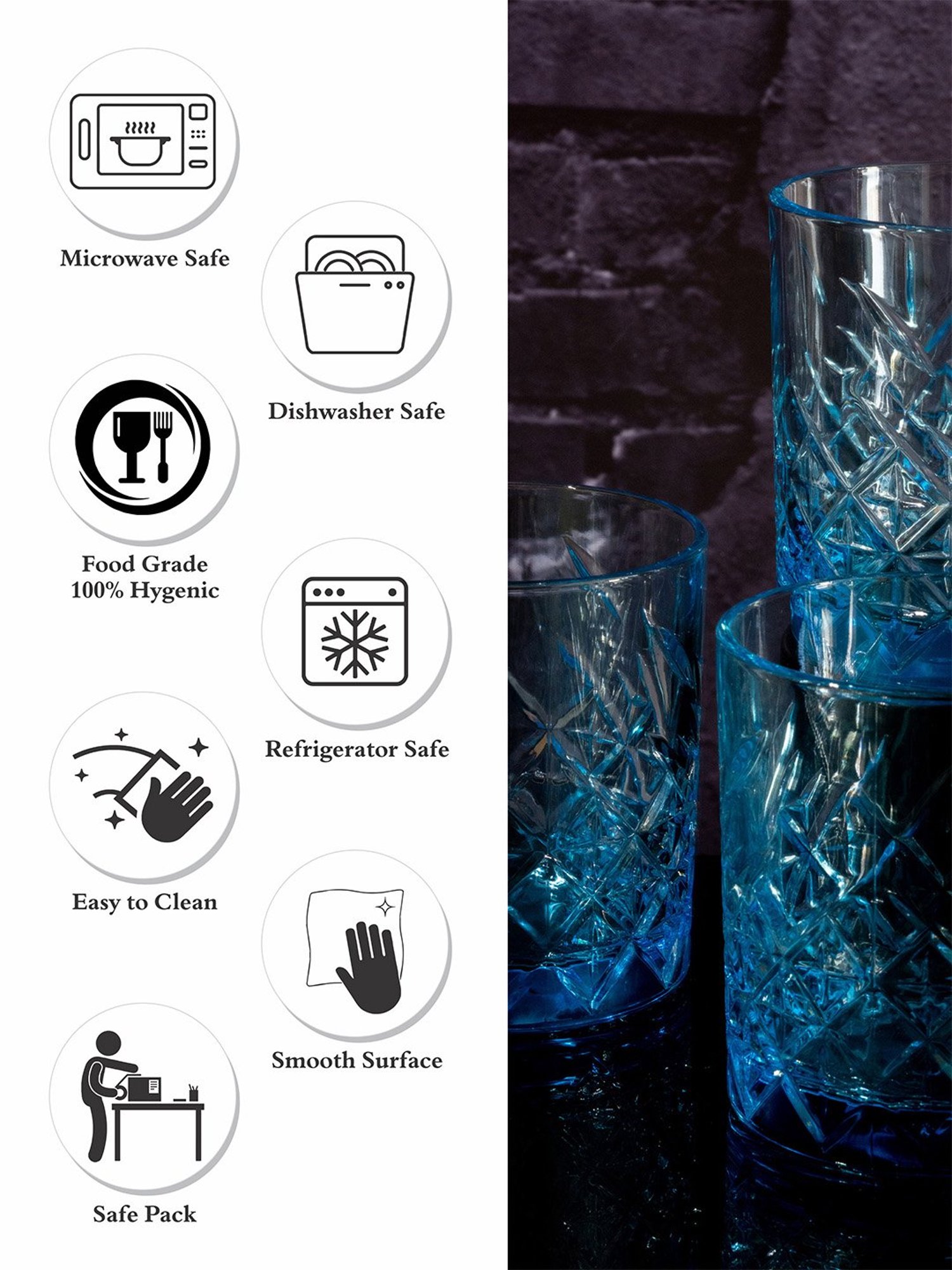 Pasabahce Transparent Glass Timeless Whiskey Glasses - Set of 4 (345ml)