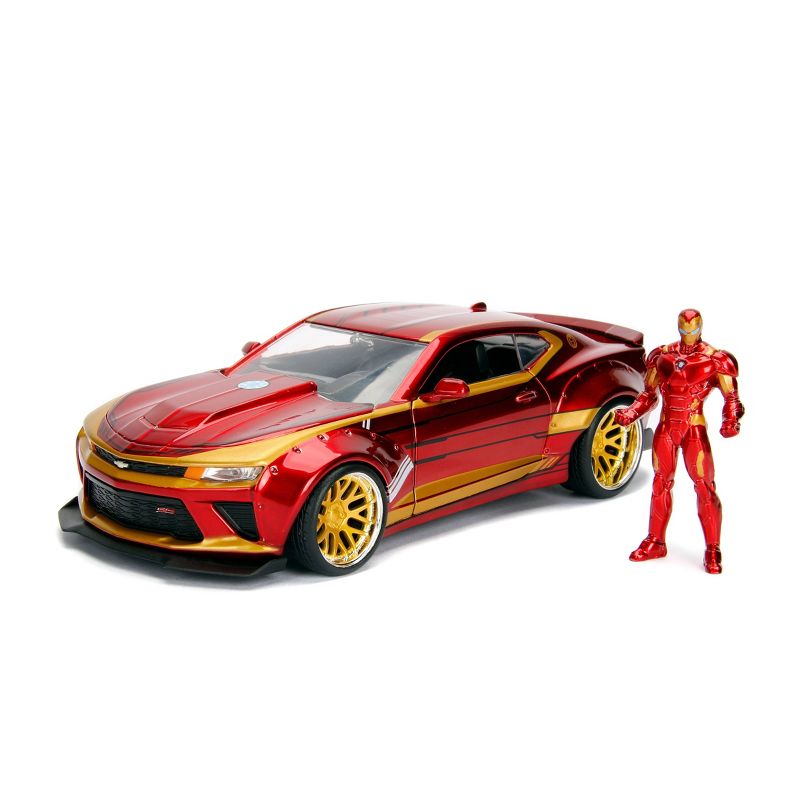 Jada Toys Marvel Avengers 2016 Chevy Camaro Die-Cast Vehicle with Iron Man Die-Cast Figure 1:24 Scale Candy Red