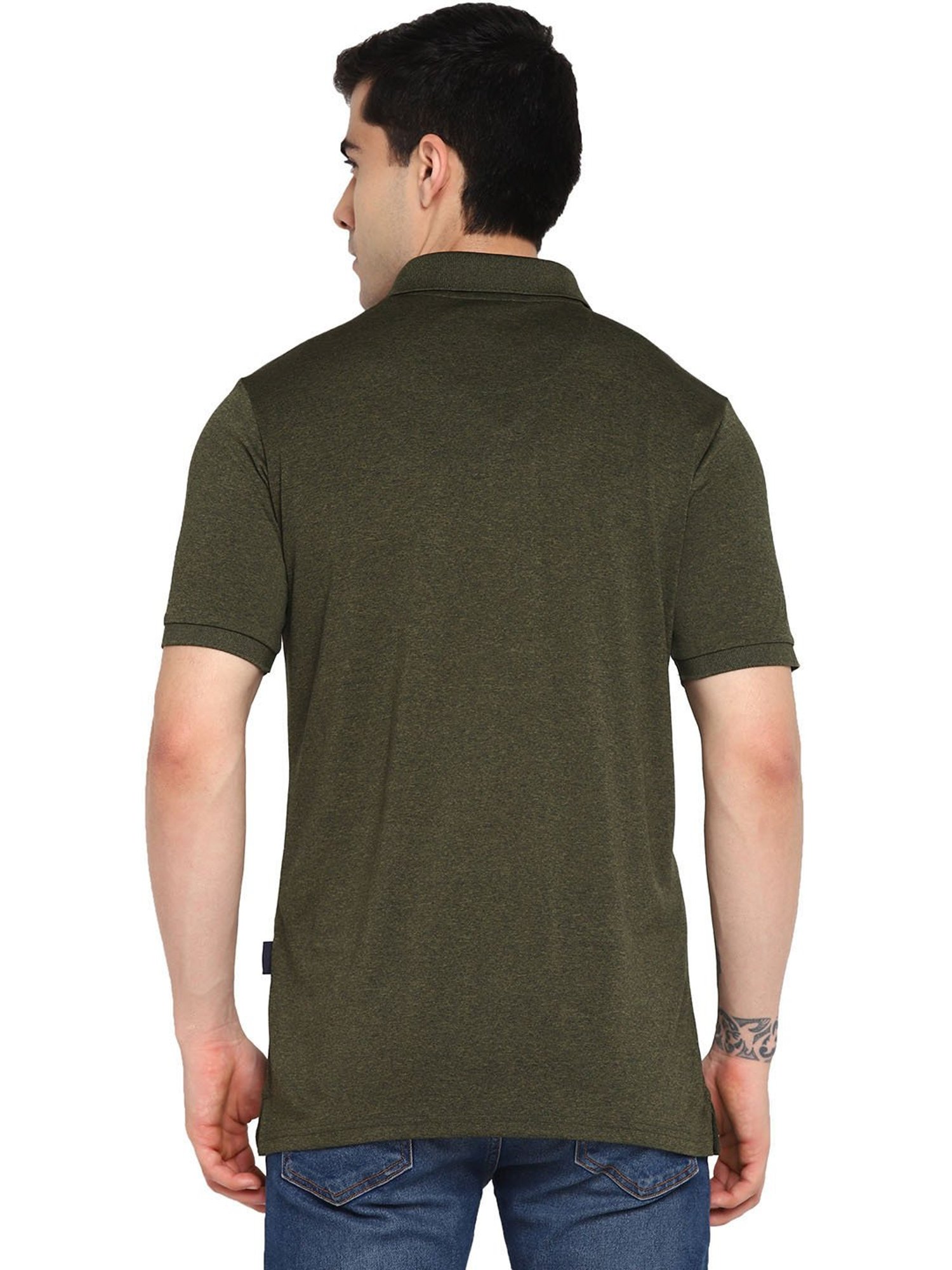 Allen cooper Olive Regular fit Polo T-Shirt