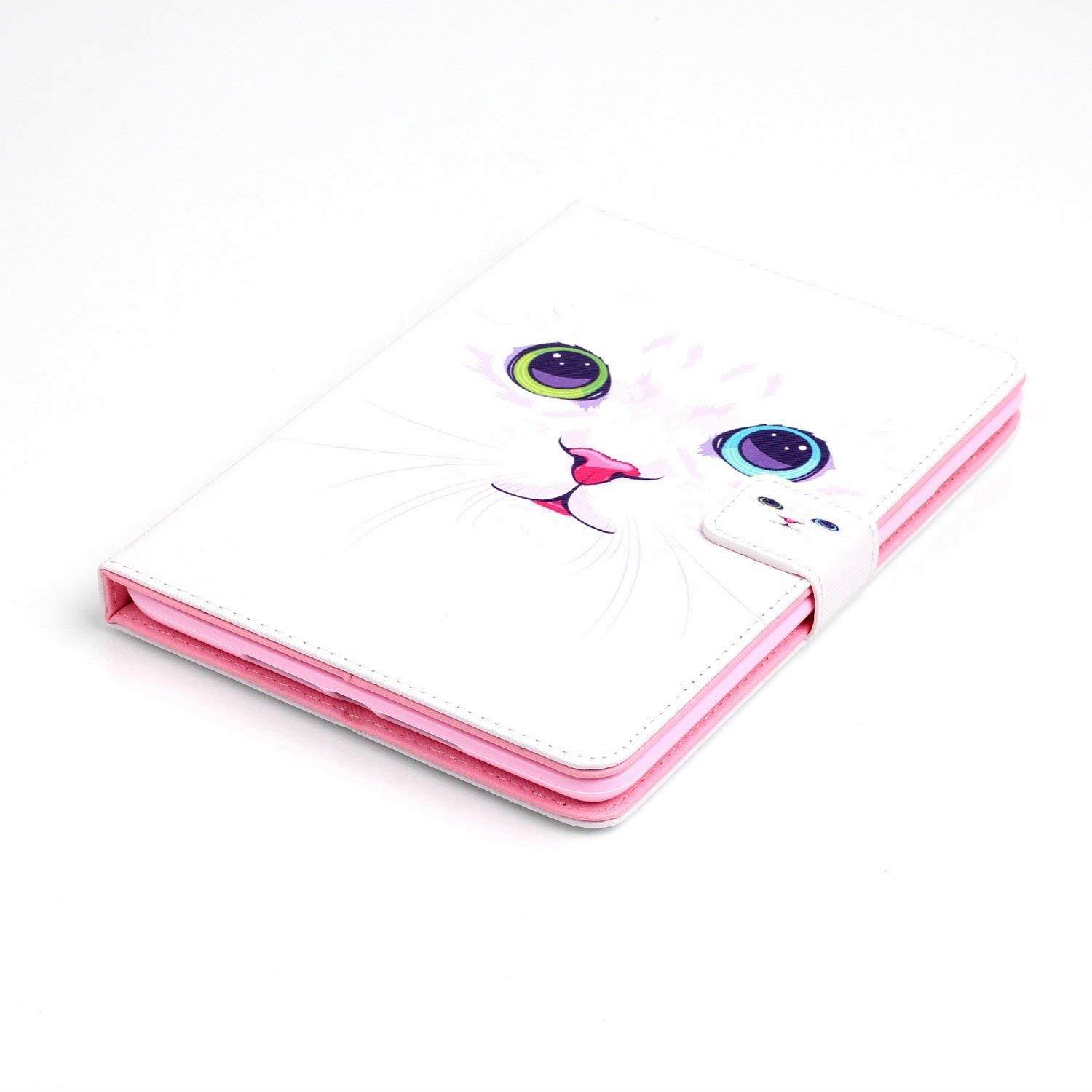 iPad Air Case, Newshine [Kickstand] Premium PU Leather Magnetic  with Card Slots, Pocket Case Cover with [Auto Sleep/Wake Feature] for Apple iPad Air (iPad 5) 2013 Model (White Cat)