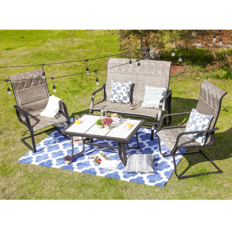 4pc Conversation Steel Patio Seating Sets Gray - Lokatse