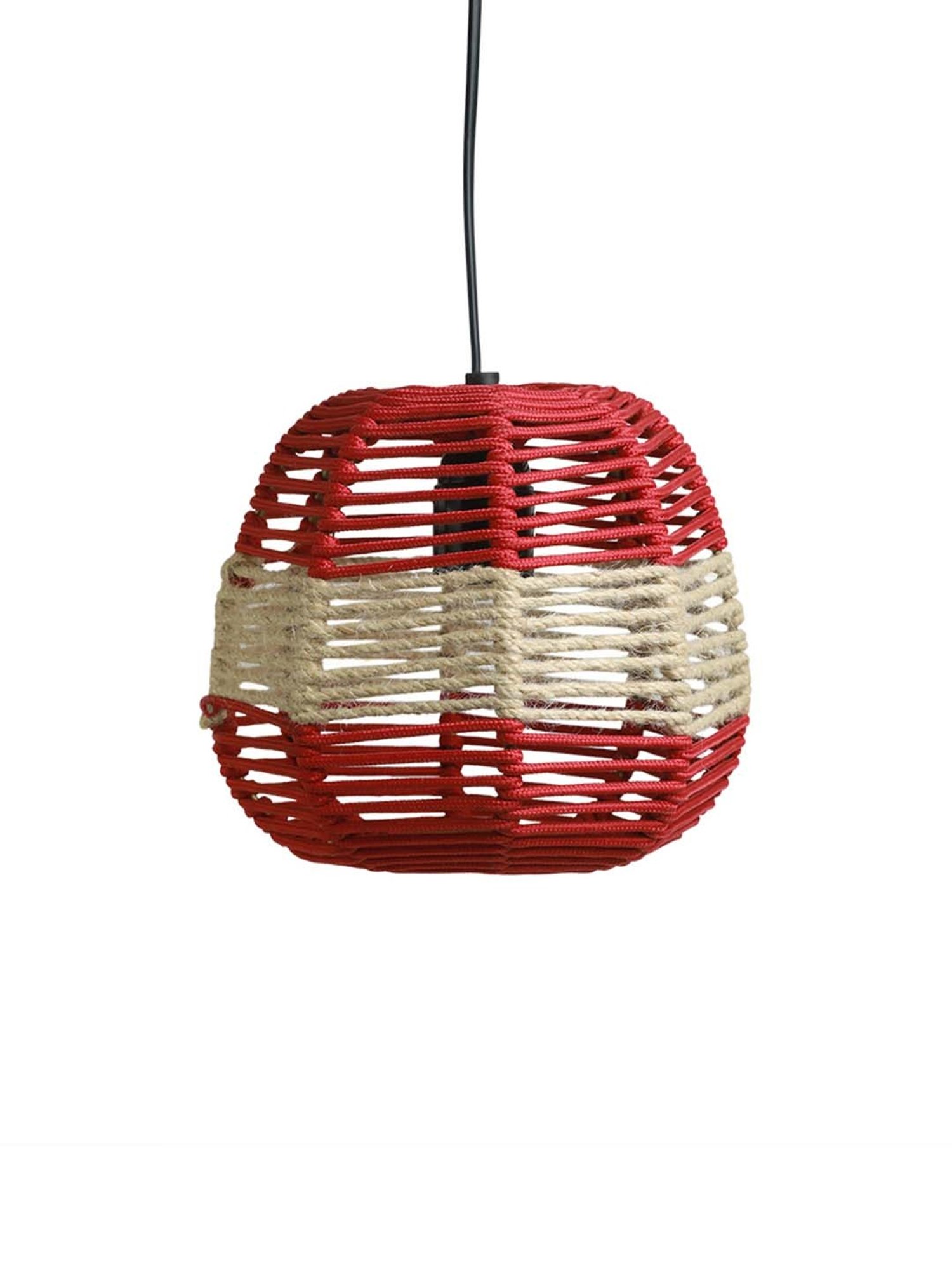 ExclusiveLane Marvels Beige Jute Handwoven Hanging Pendant Lamp