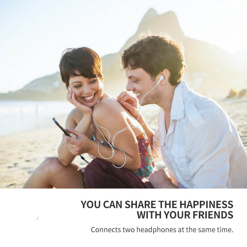 Wanmingtek 2-PACK Headphone Splitter, [Hi-Fi Sound, Copper Shell] 3.5mm Male to 2 Dual 3.5mm Female Audio Splitter Cord Nylon-Braided Stereo Y Splitter for iPhone, Samsung, Smartphones, Tablets-Gray