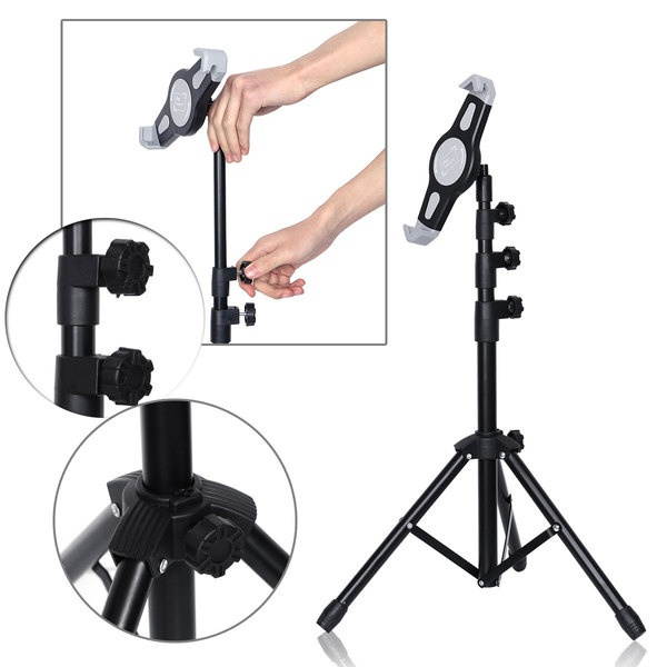 Black Tripod Mount Holder Stand Adjustable For 7-12inch i-Pad Air Tablet Mini PC