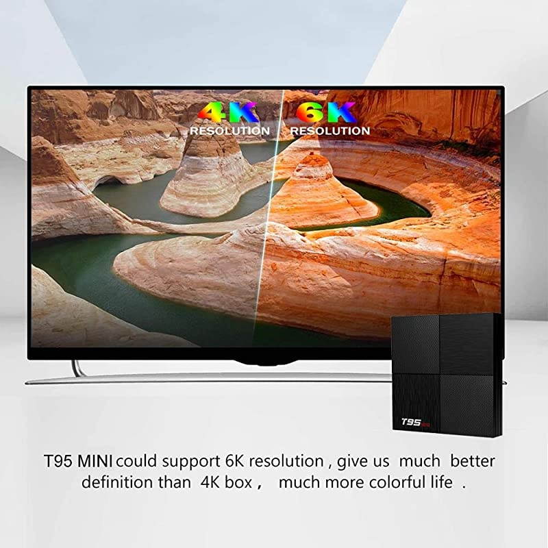 TV Box 9.0,Smart TV Boxes 2GB Ram 16GB ROM H6 Quad-Core 6K Ultra HD 2.4G WiFi H.265 Decoding 3D T95MINI Internet Media Player