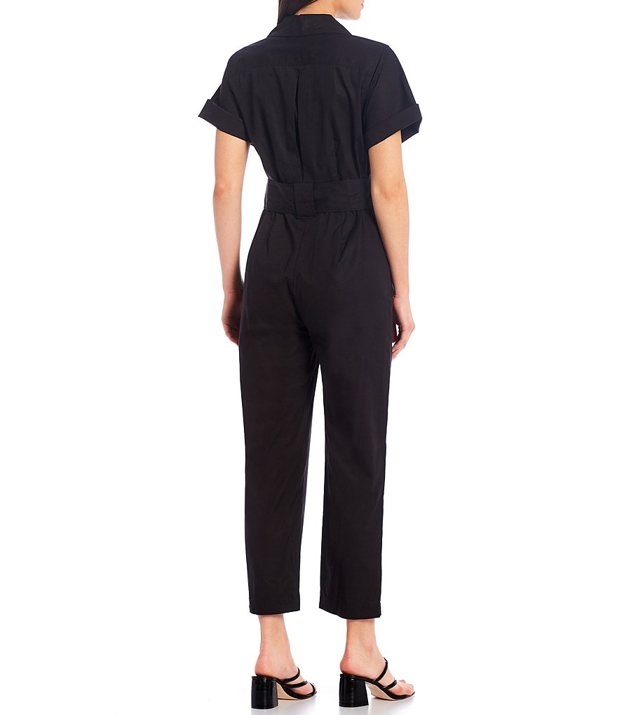 Calvin Klein Collared Short Sleeve Button Front Jumpsuit