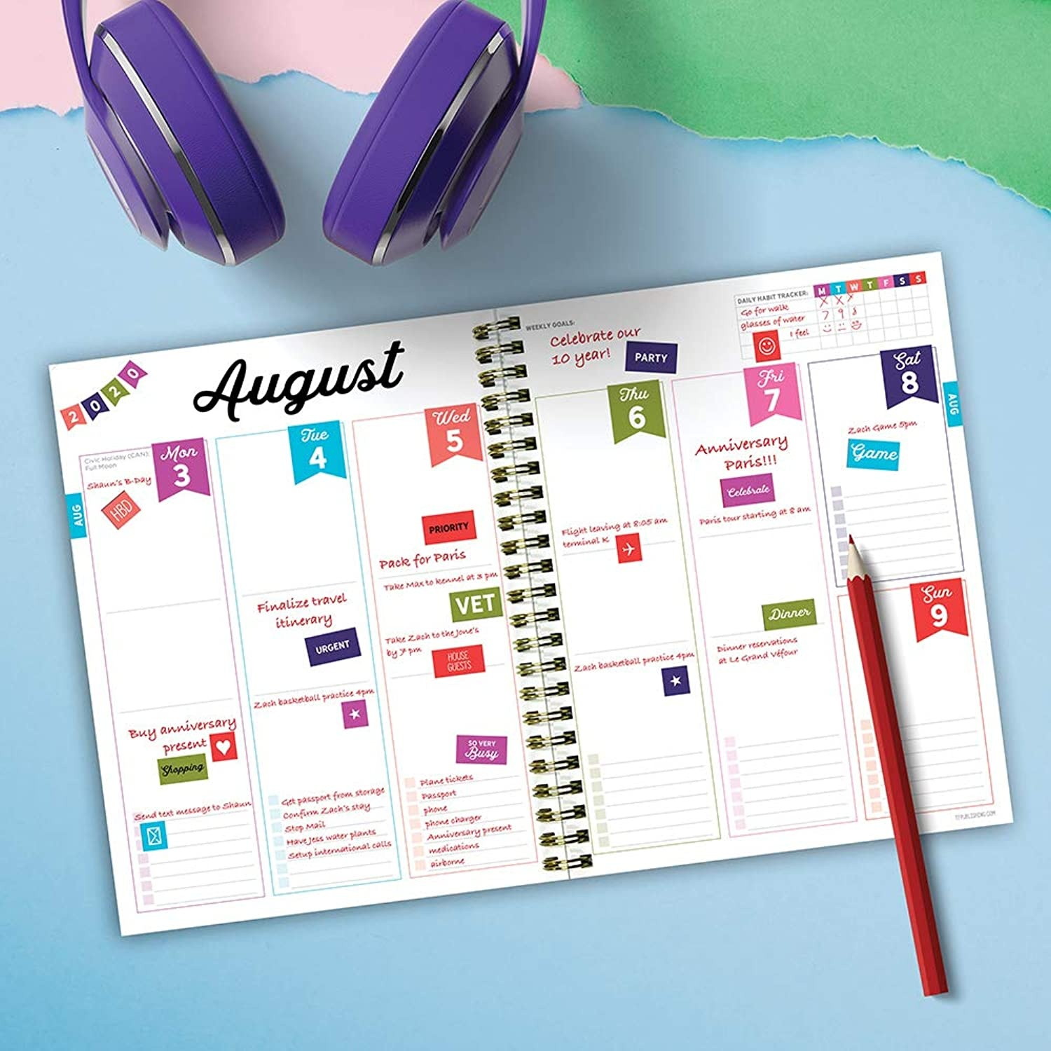 Exhausted Mom Medium Daily Weekly Monthly July 2020 - June 2021 Planner + Coordinating Planning Stickers