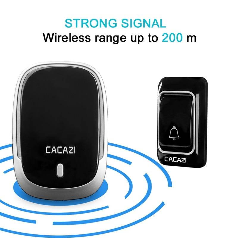 Cacazi Wireless Doorbell Waterproof Battery Button 300M Remote Receiver 36 Rings 4 Volume Home Cordless Door Bell Chime U