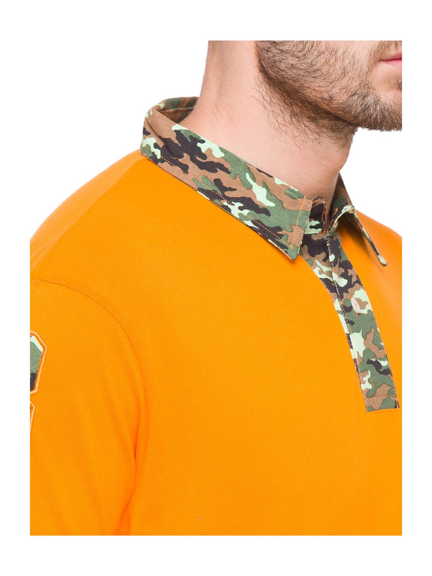 Giordano Orange Slim Fit Printed Polo T-Shirt