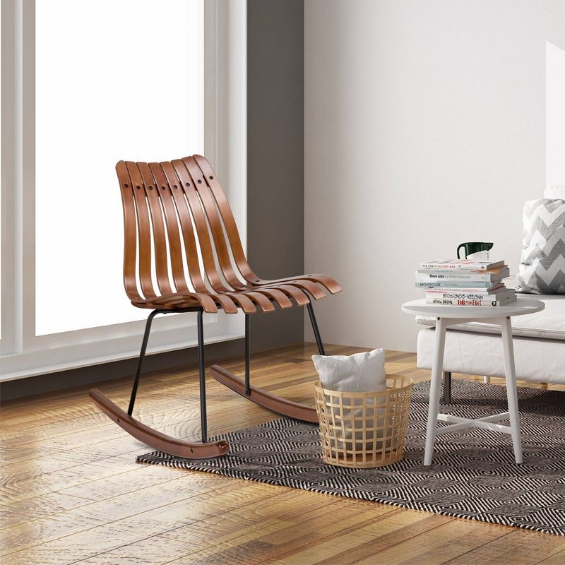 Bamboo Contoured Rocking Accent Chair Brown - Glitzhome