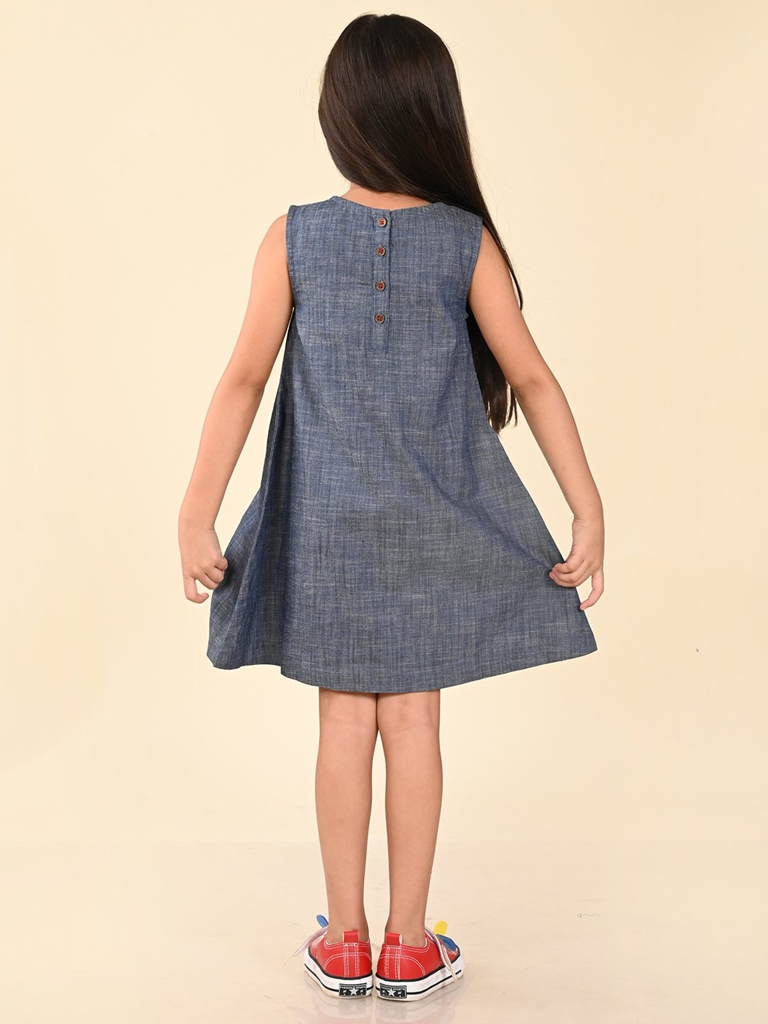 LilPicks Kids Blue Printed Dress