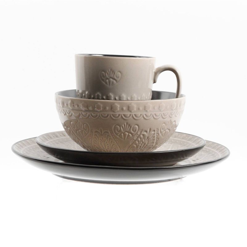 Gibson Elite 16pc Stoneware Milanto Dinnerware Set Gray