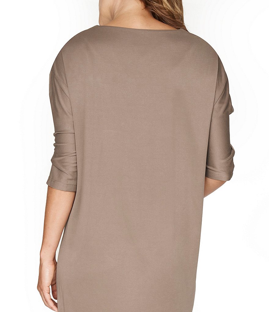 b new york Conscious Knit Jersey Side Draped Shoulder Shift Dress